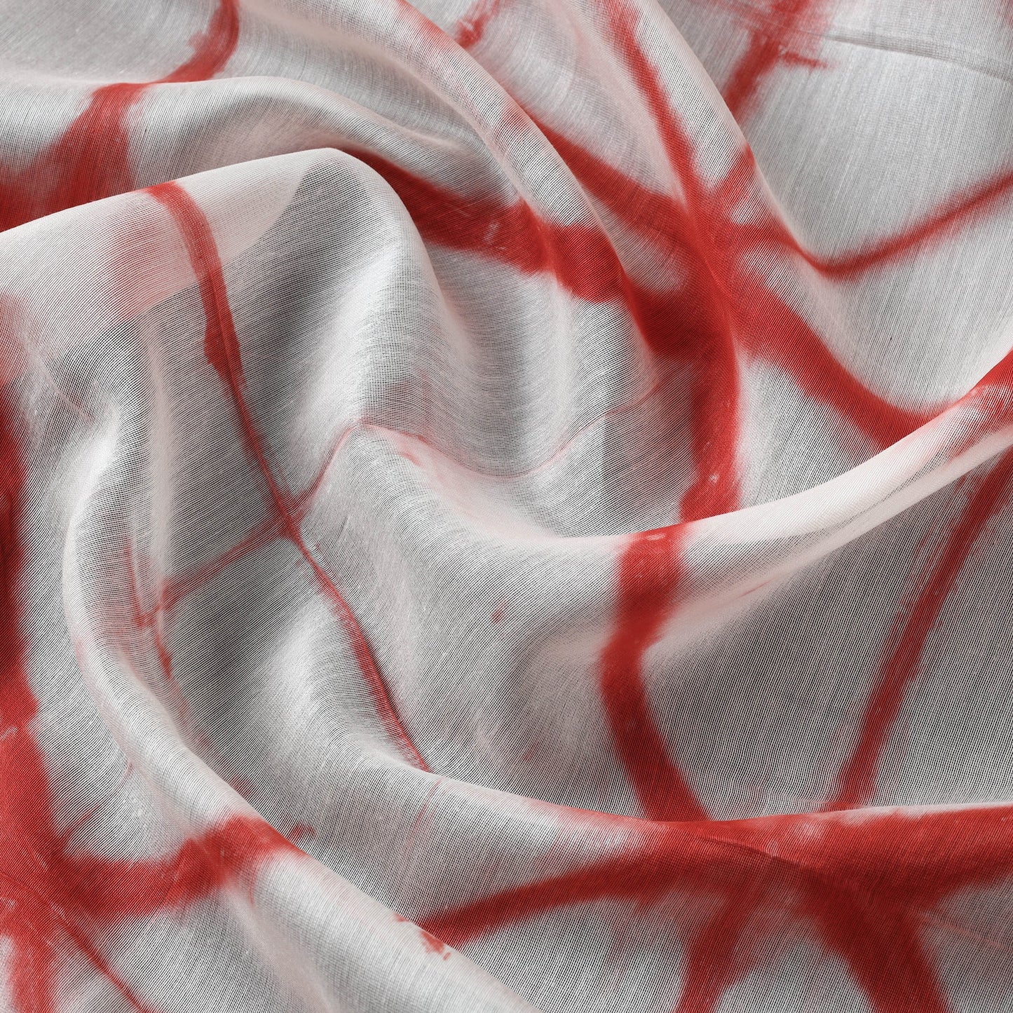 Red - shibori tie-dye chanderi silk handloom fabric
