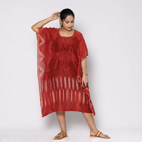  Shibori Tie-Dye Chanderi Silk Kaftan with Tie-Up Waist Online at iTokri.com