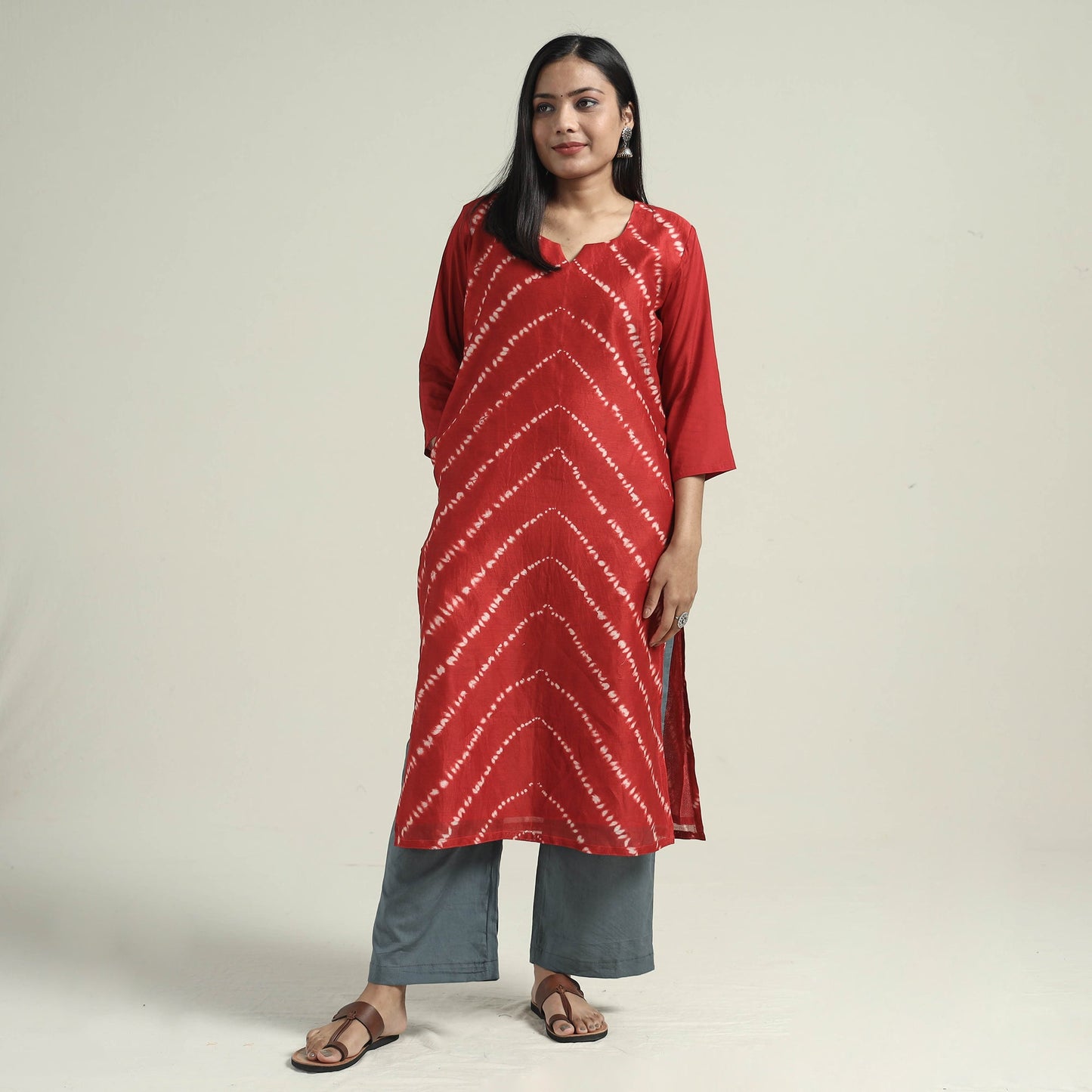 Shibori Kurta with Palazzo & Dupatta Set

