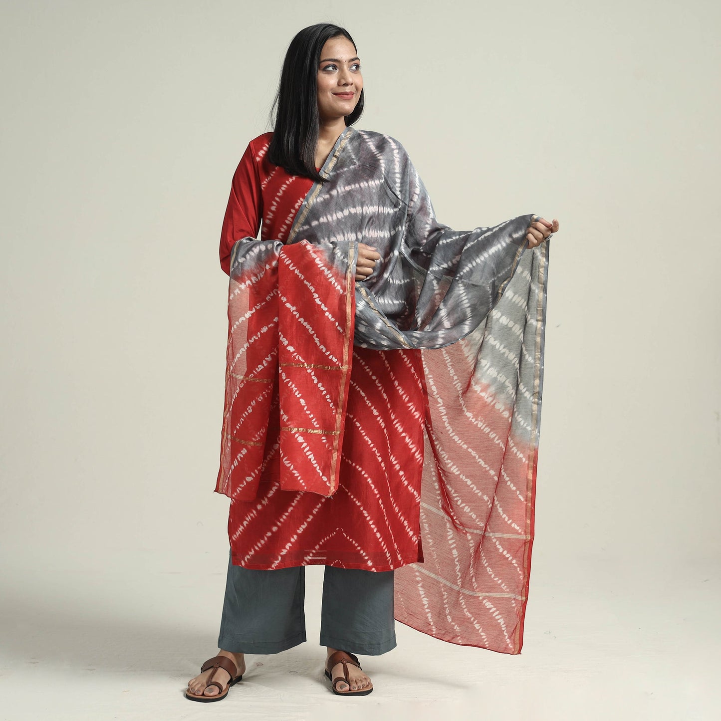 Shibori Kurta with Palazzo & Dupatta Set
