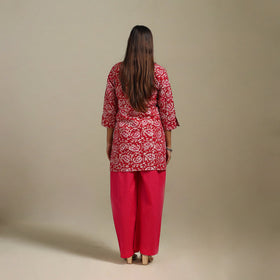 Short cotton hand batik kurta for women 36 - handcrafted