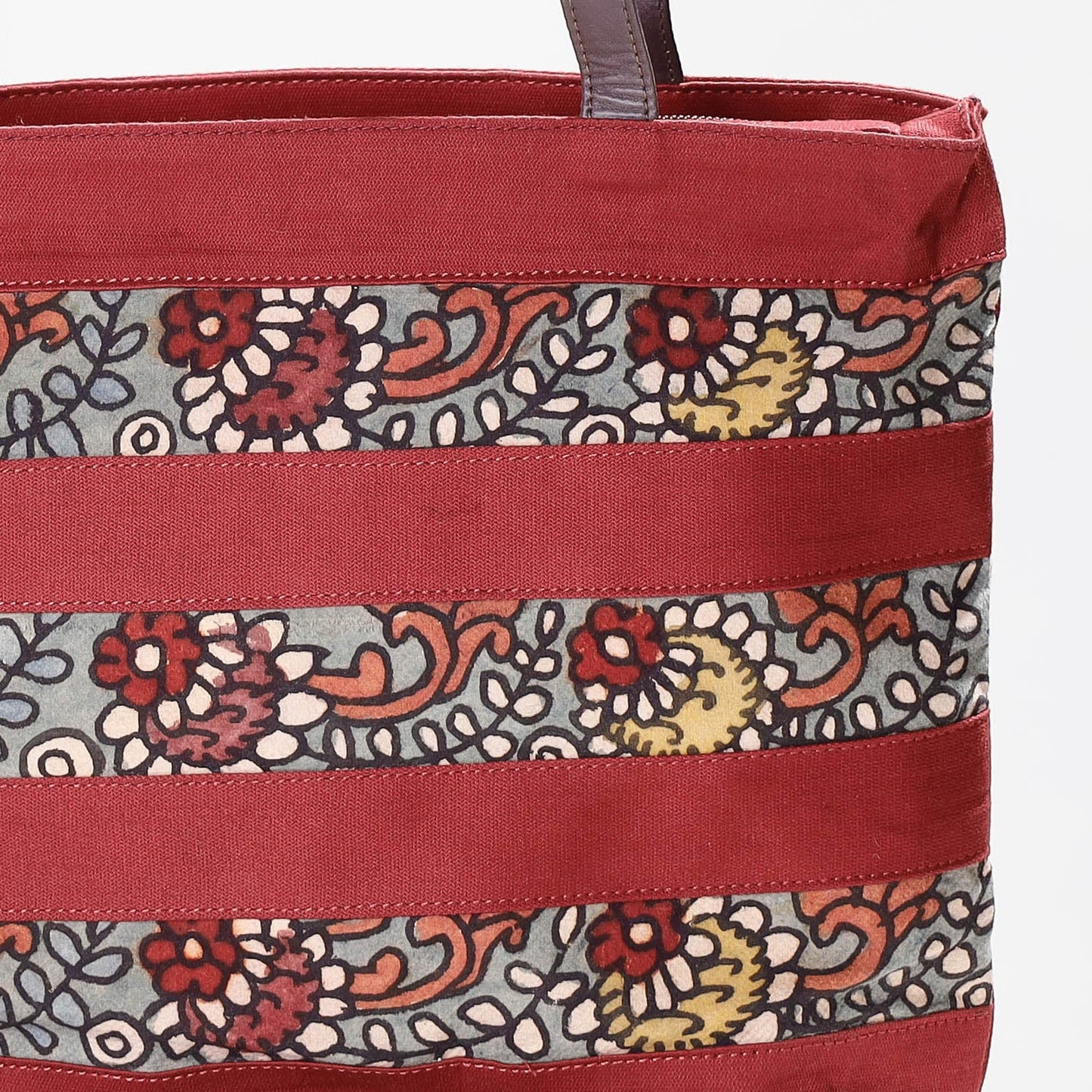 Red Shoulder Bag - Handpainted Kalamkari Natural Dyed Cotton