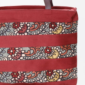 Red Shoulder Bag - Handpainted Kalamkari Natural Dyed Cotton
