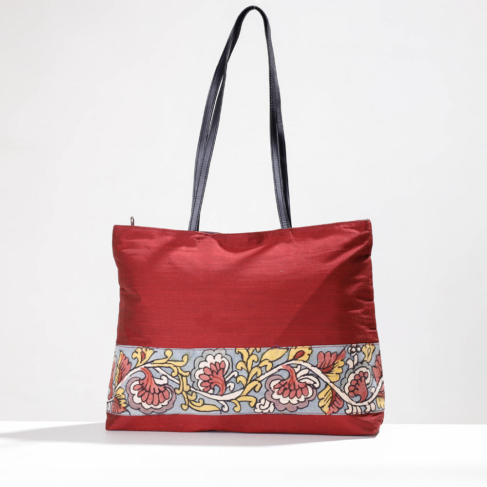  Shoulder Bag - Handpainted Kalamkari Natural Dyed Ghicha Silk 