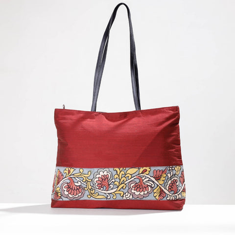  Shoulder Bag - Handpainted Kalamkari Natural Dyed Ghicha Silk 