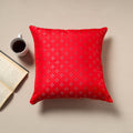 Red - silk banarasi cushion cover with zari work 03