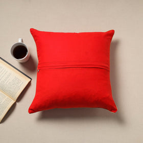 Red - silk banarasi cushion cover with zari work 03