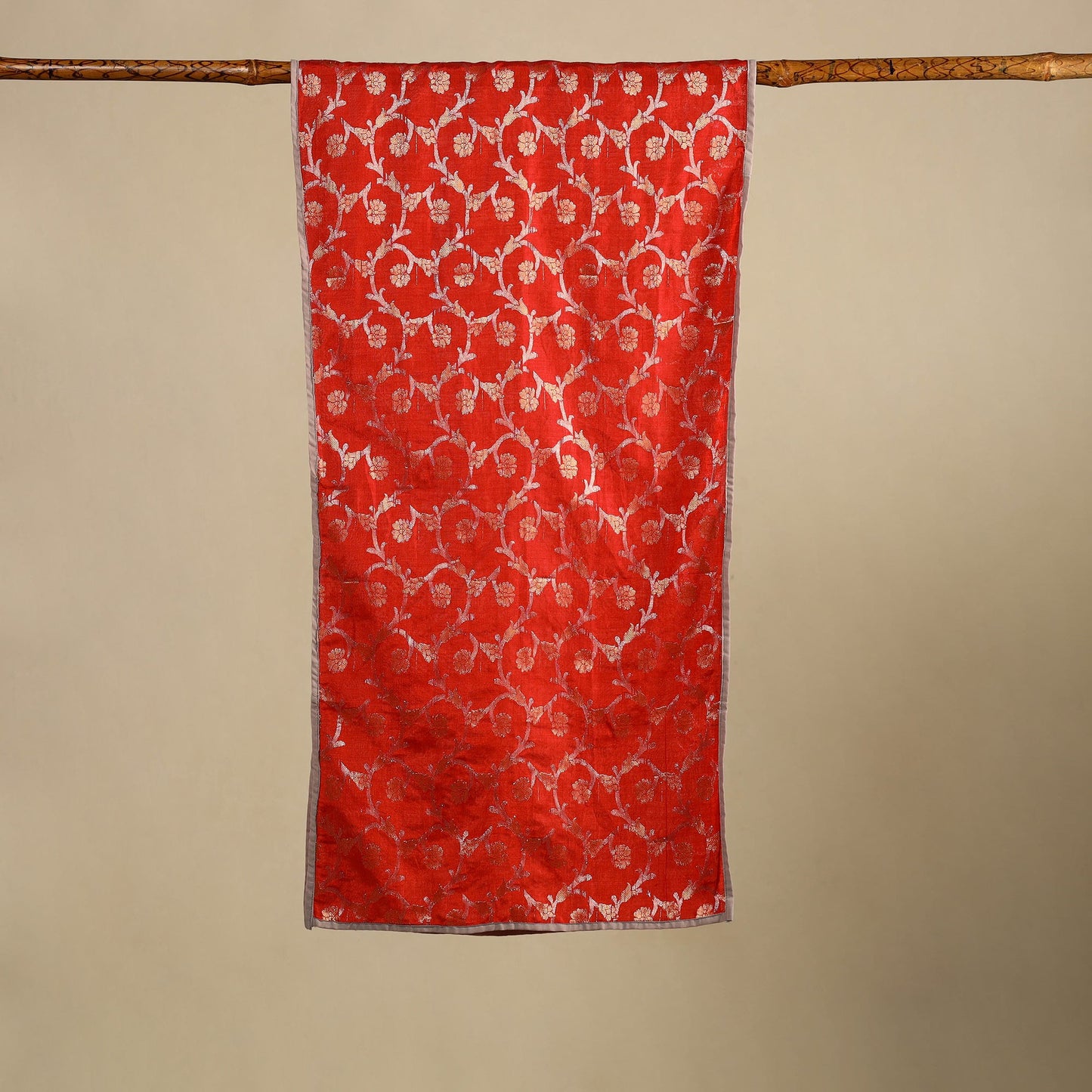  Red Silk Cotton Banarasi Stole