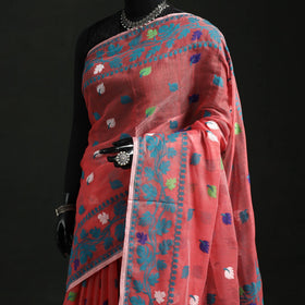 Silk cotton dhakai jamdani saree 10 - handcrafted