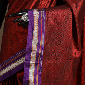 Red - silk cotton khun saree with ilkal pallu chikki paras