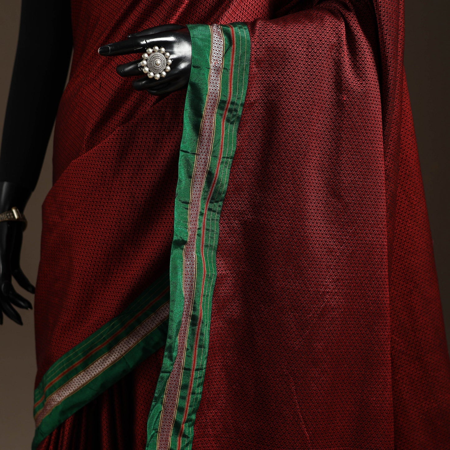 Silk cotton khun saree with ilkal pallu chikki paras border