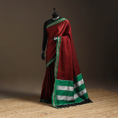 Silk cotton khun saree with ilkal pallu chikki paras border