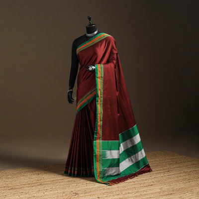 Silk cotton khun saree with ilkal pallu chikki paras border