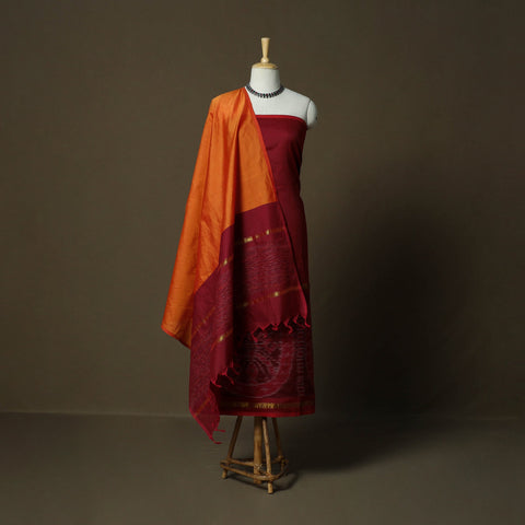 Handloom silk cotton pochampally ikat 3pc unstitched dress