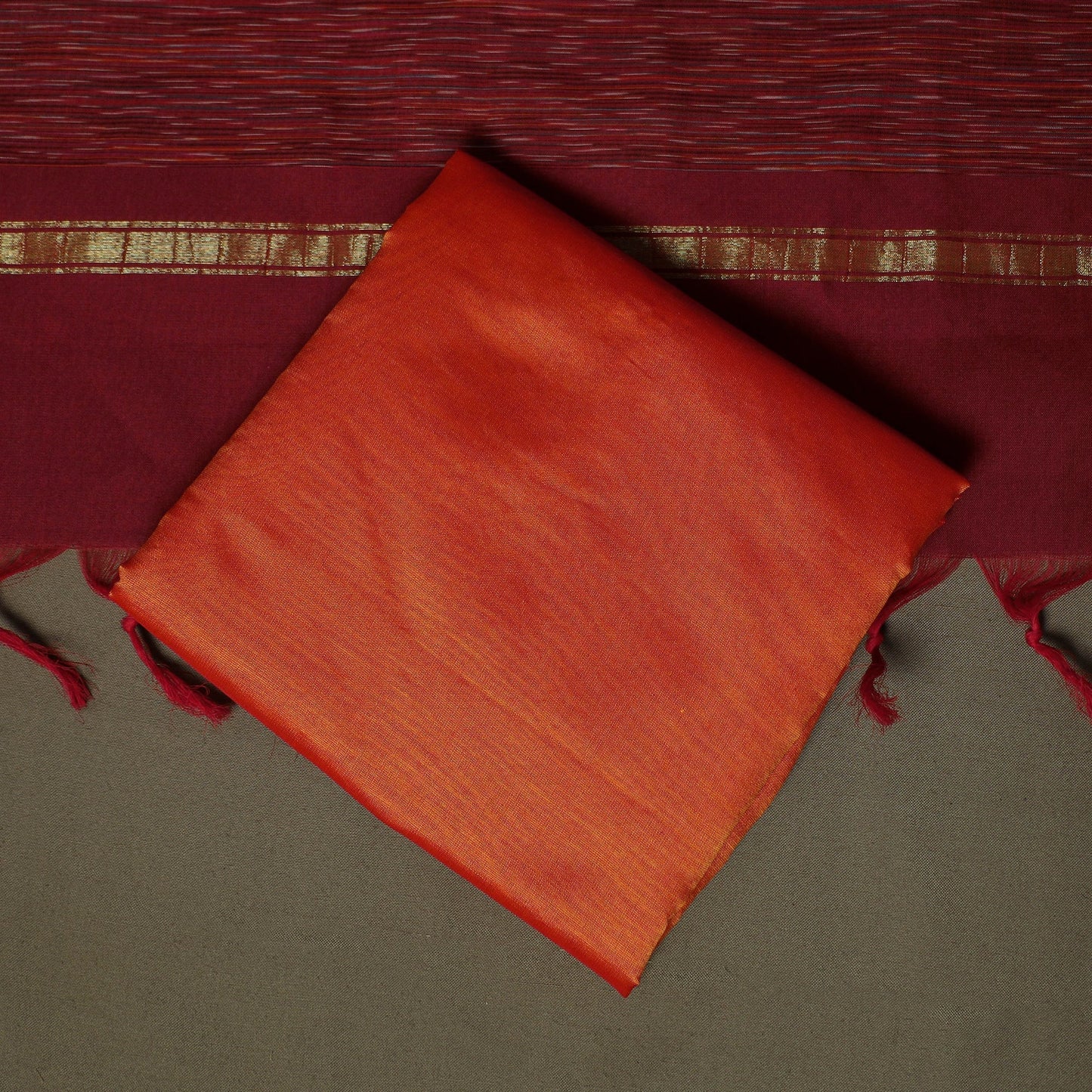 Handloom silk cotton pochampally ikat 3pc unstitched dress