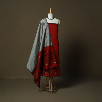 Handloom silk cotton pochampally ikat 3pc unstitched dress