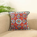 Red Silk Thread Crewel Embroidery Cushion Cover