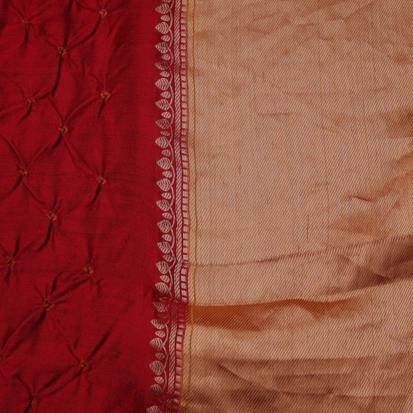 Silk tie-dye bandhani fabric with zari border 23
