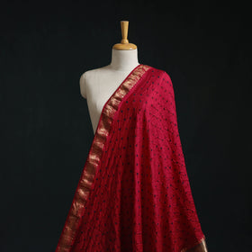 Silk tie-dye bandhani fabric with zari border 25