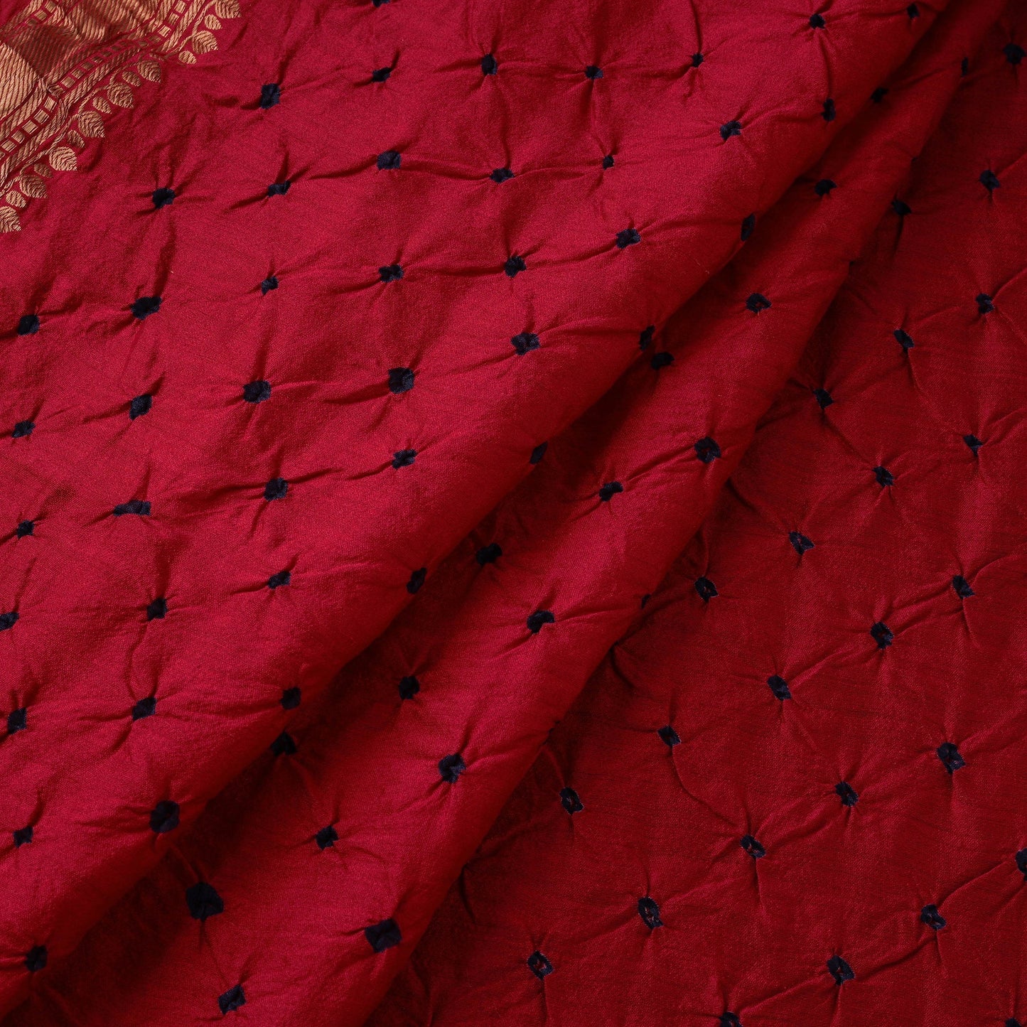 Silk tie-dye bandhani fabric with zari border 25