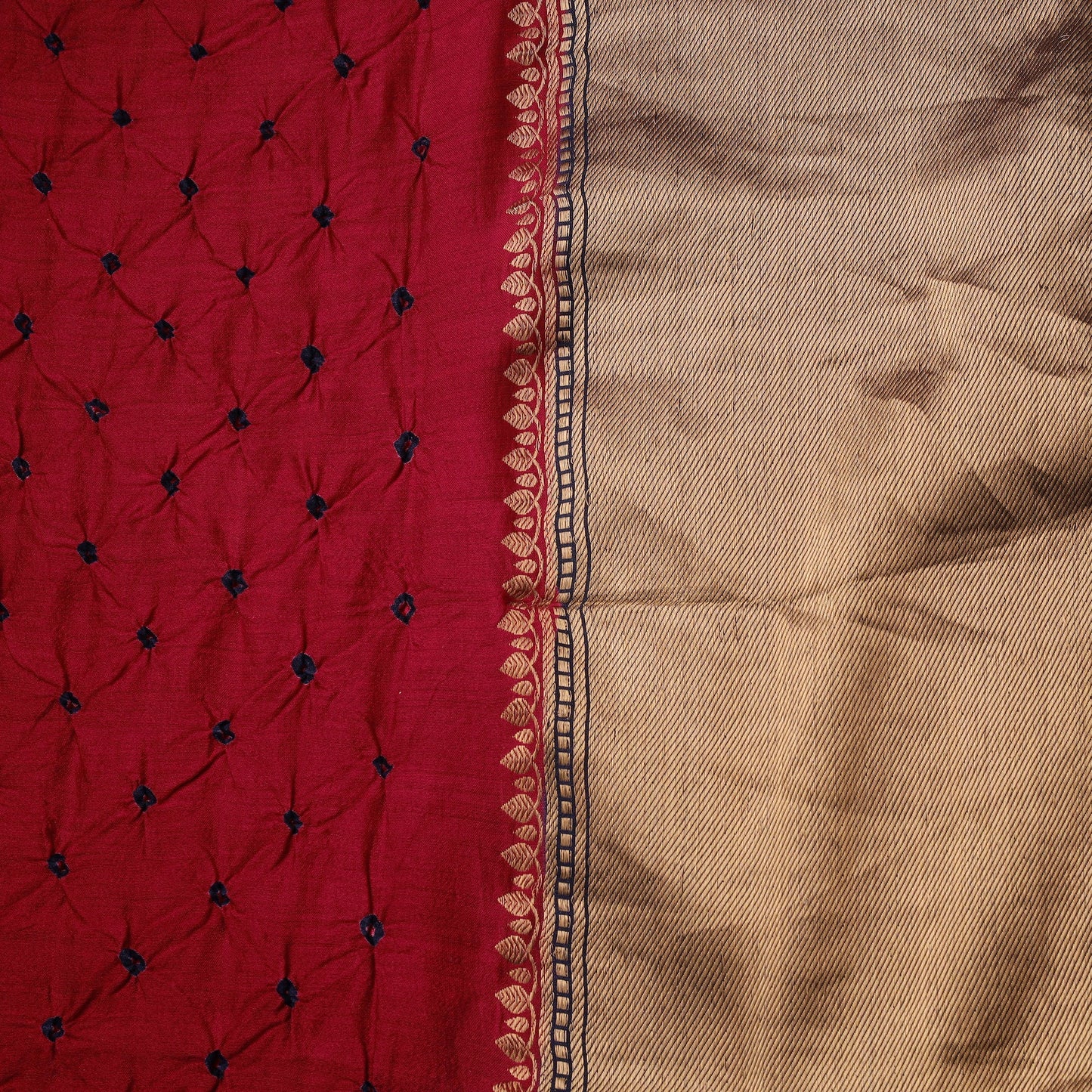 Silk tie-dye bandhani fabric with zari border 25