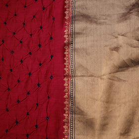 Silk tie-dye bandhani fabric with zari border 25
