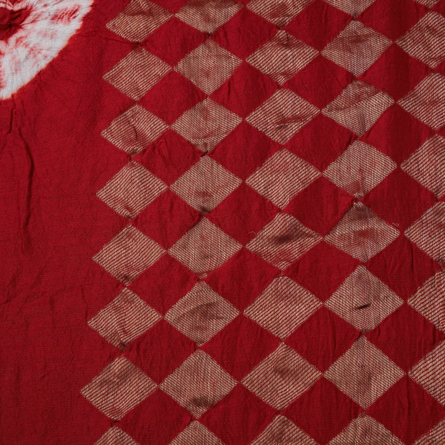 Silk tie-dye shibori fabric with zari border 35