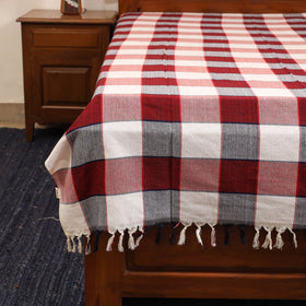 Red - single handloom cotton bed sheet (90 x 60 in) 109