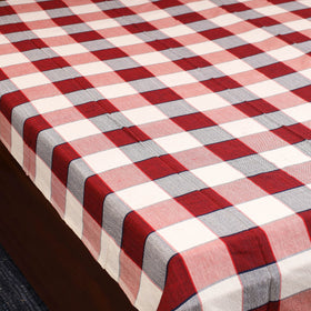 Red - single handloom cotton bed sheet (90 x 60 in) 109