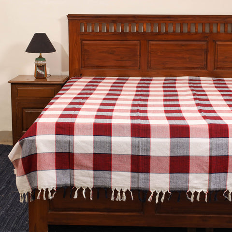 Red - single handloom cotton bed sheet (90 x 60 in) 109