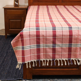 Red - single handloom cotton bed sheet (90 x 60 in) 112