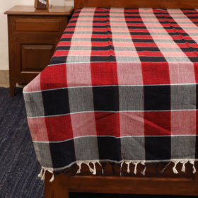 Red - single handloom cotton bed sheet (90 x 60 in) 134