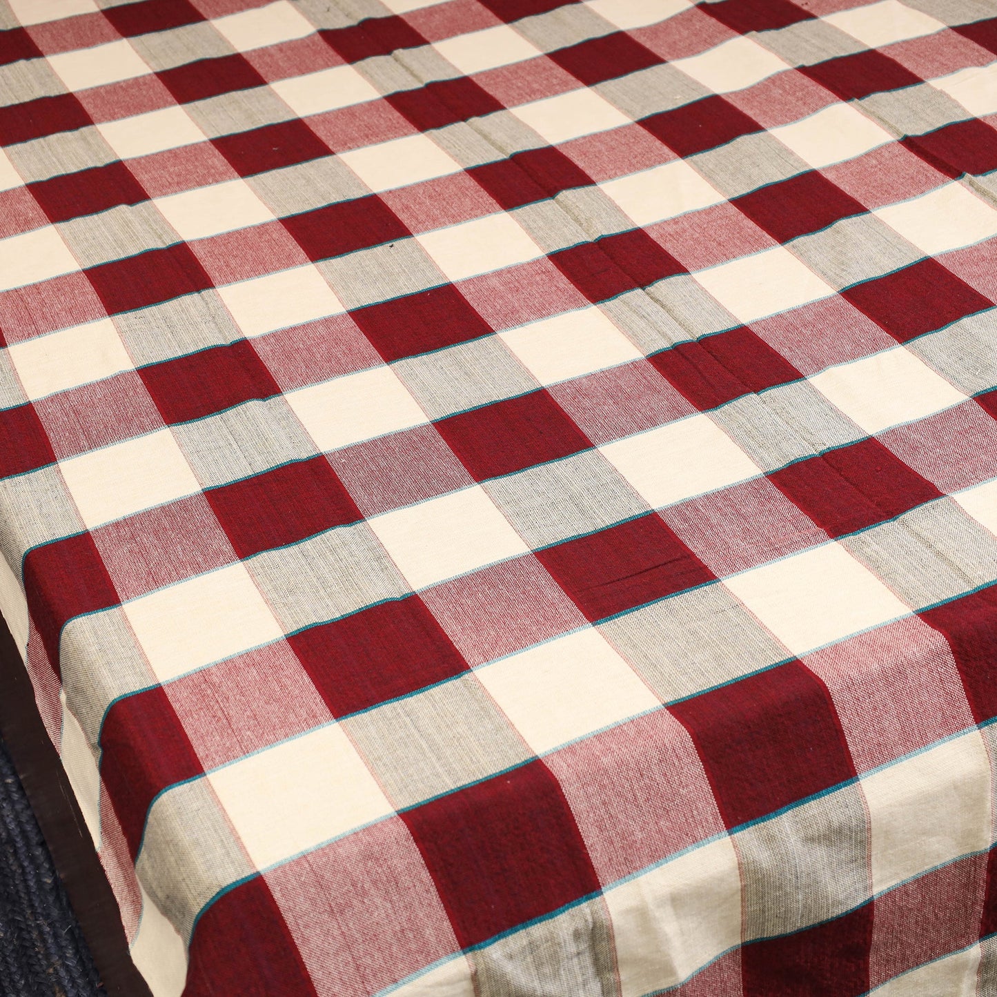 Red - single handloom cotton bed sheet (90 x 60 in) 65