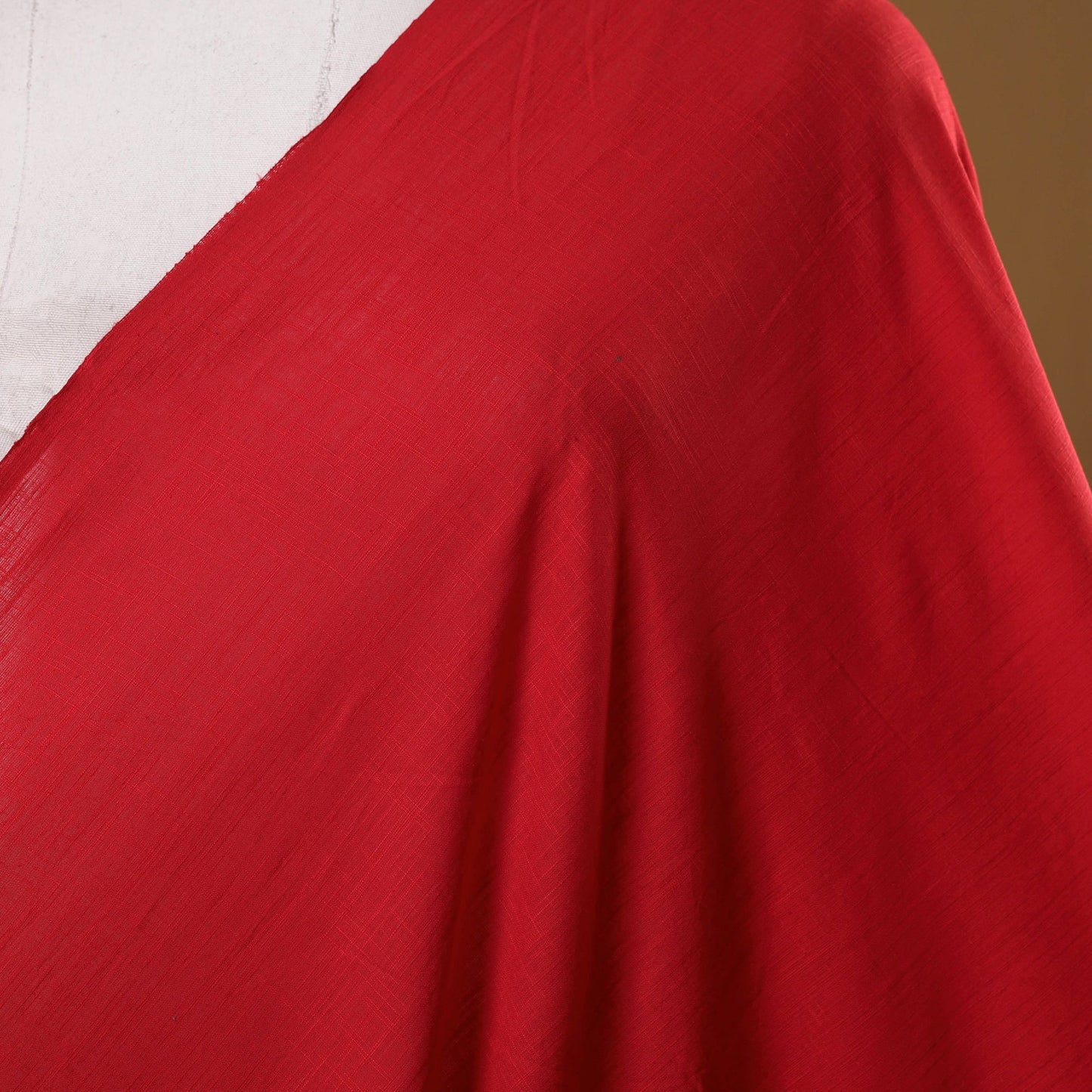 Red Slub Cotton Plain Fabric