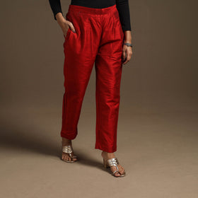 Slub silk elasticated plain pant 03 - handcrafted