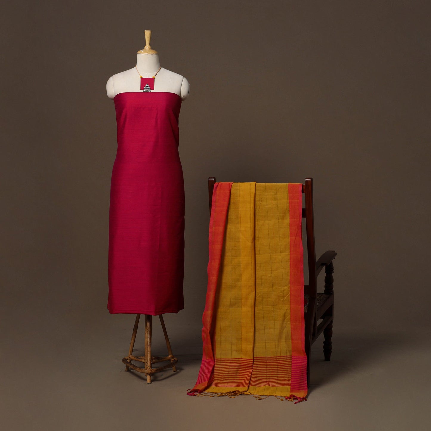 Slub silk plain 2pc unstitched dress material
