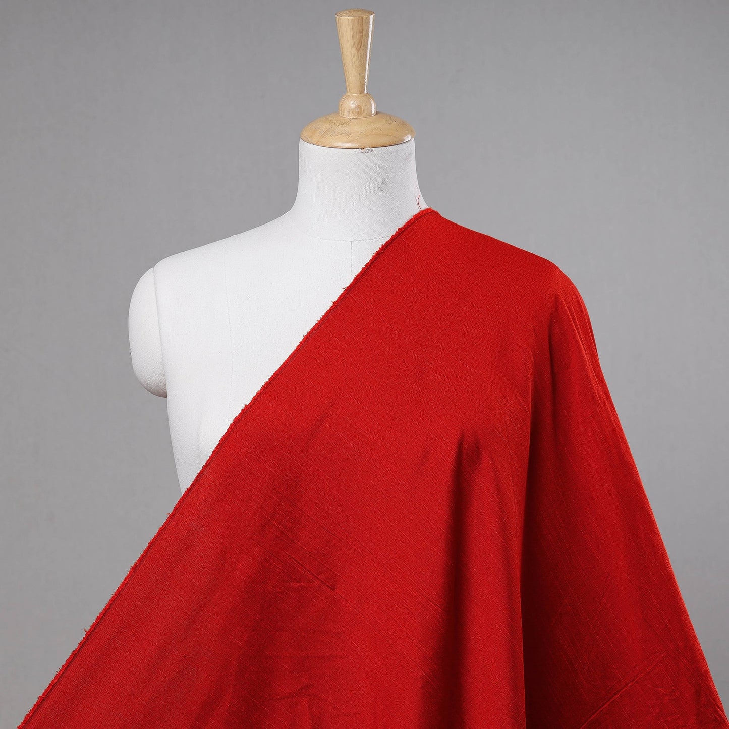 Red Slub Silk Plain Fabric