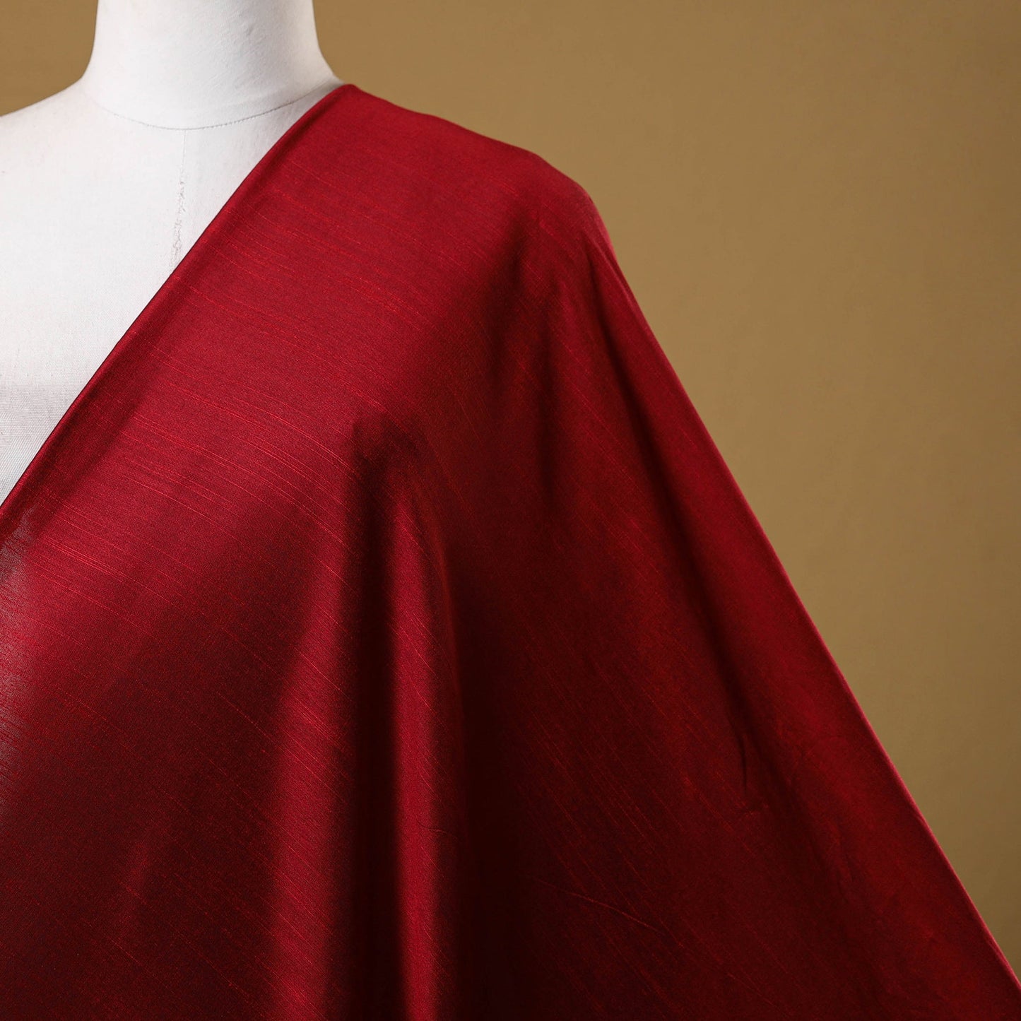 Red - slub silk plain fabric 07 - handcrafted