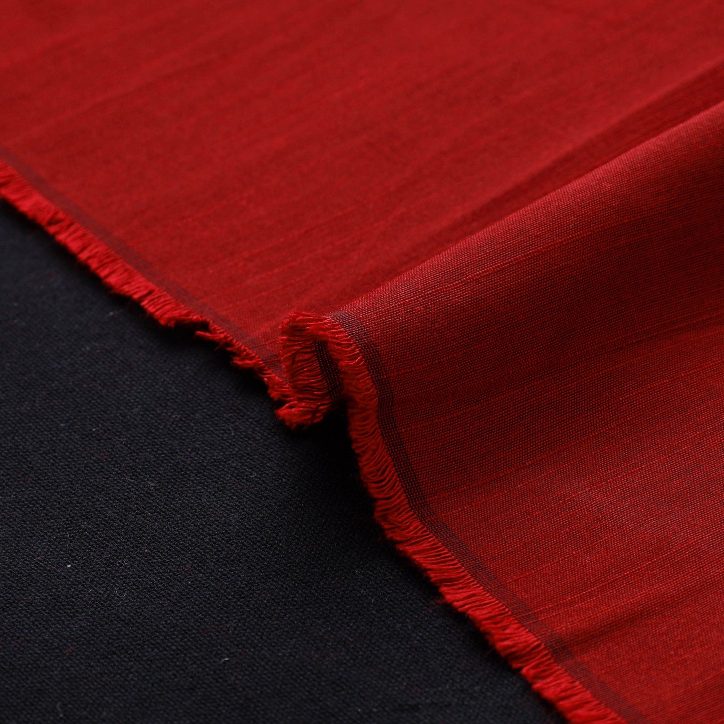 Red - slub silk plain fabric 09 - handcrafted