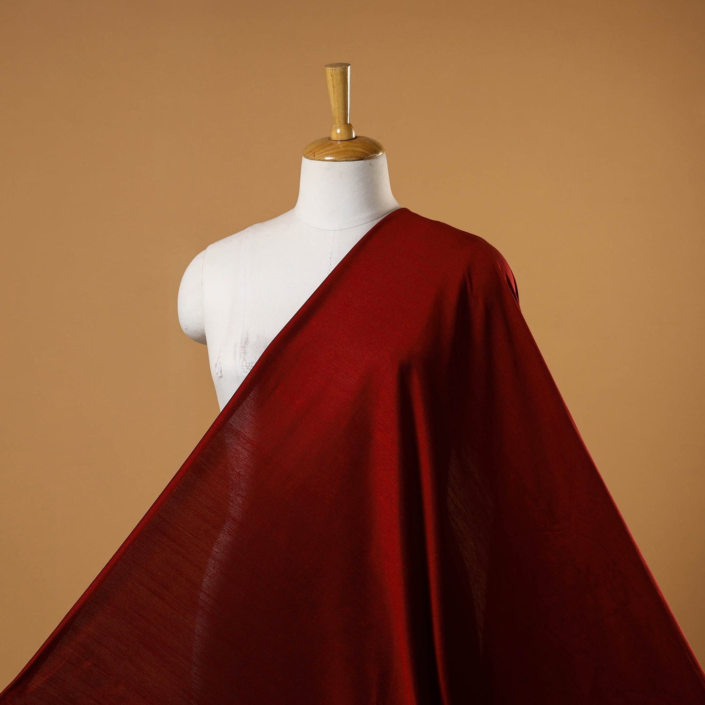 Red - slub silk plain fabric 09 - handcrafted