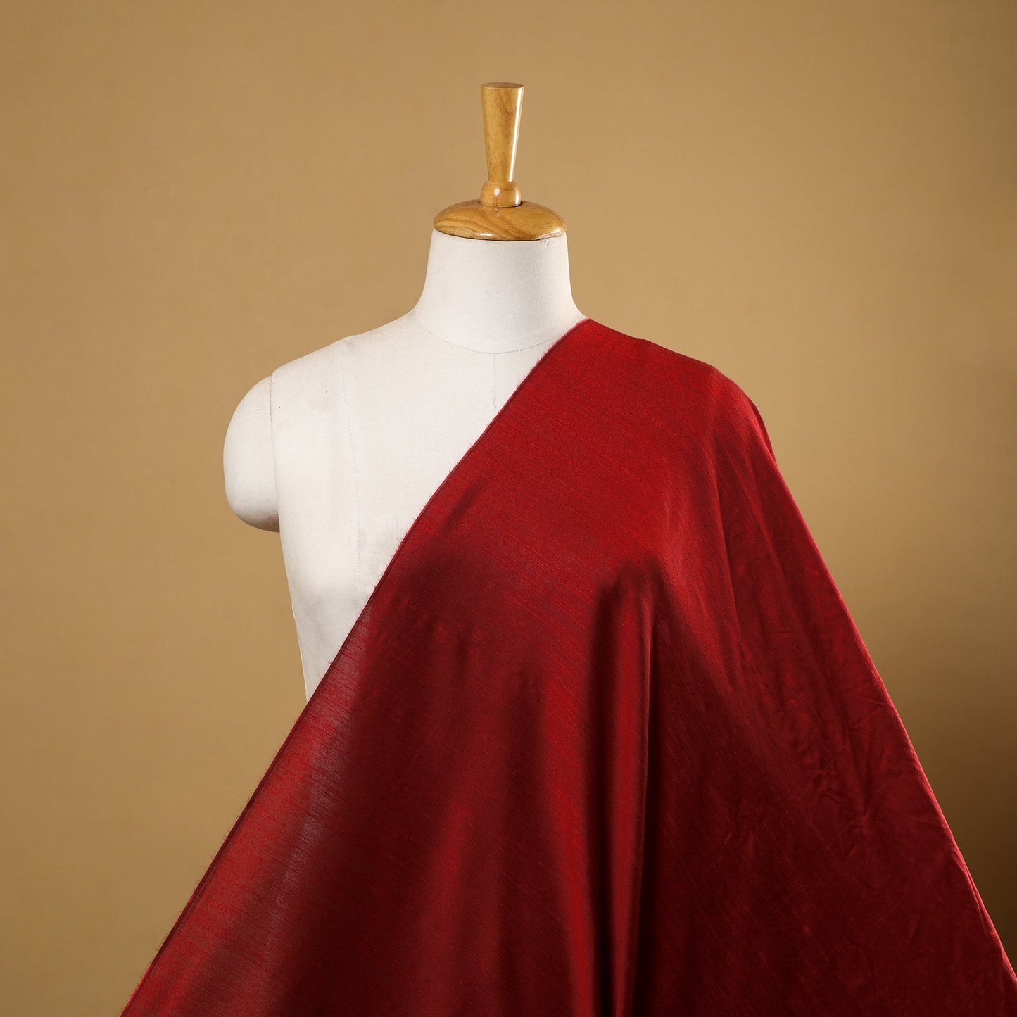 Red - slub silk plain fabric 10 - handcrafted