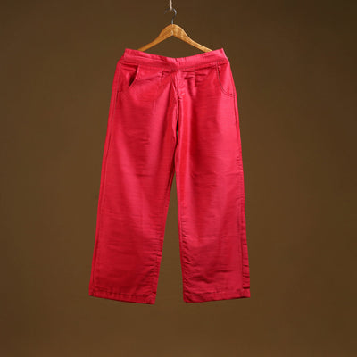 Red - slub silk plain palazzo 03 - handcrafted