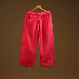 Red - slub silk plain palazzo 03 - handcrafted