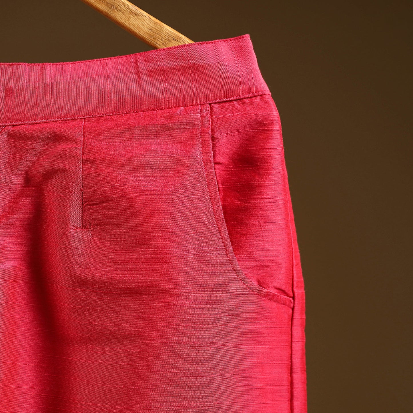 Red - slub silk plain palazzo 03 - handcrafted