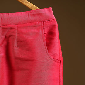 Red - slub silk plain palazzo 03 - handcrafted