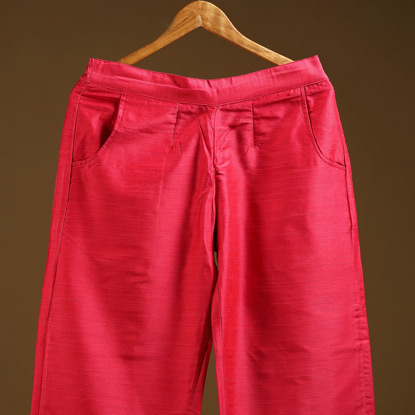 Red - slub silk plain palazzo 03 - handcrafted