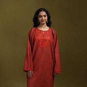 Sozni hand embroidered kashmiri merino wool pheran 36