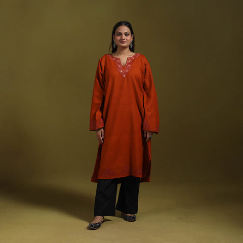 Sozni hand embroidered kashmiri merino wool pheran 62