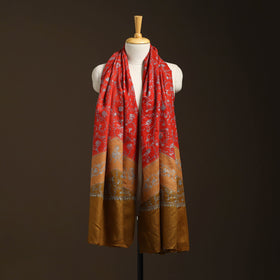 Red - sozni heavy hand embroidery work kashmiri merino wool