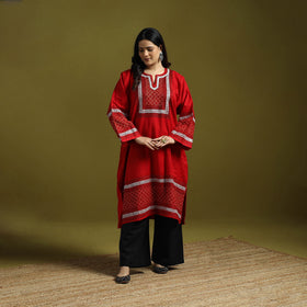 Red - sozni zari work hand embroidery kashmiri merino wool